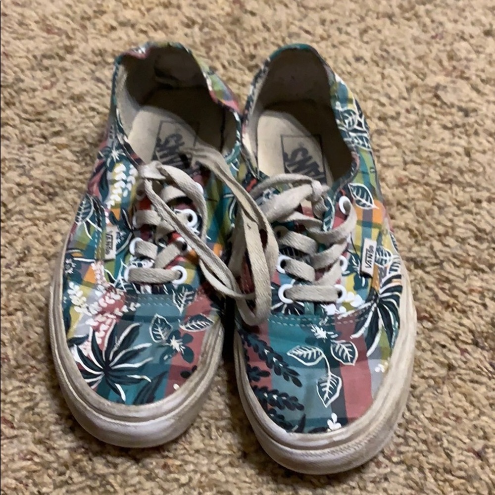Tropical plaid print vans